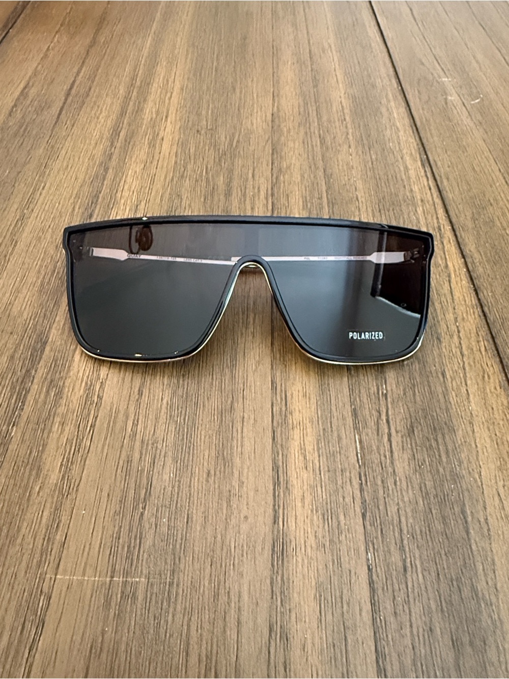 Quay Australia Black Shield Sunglasses with Dark Lenses